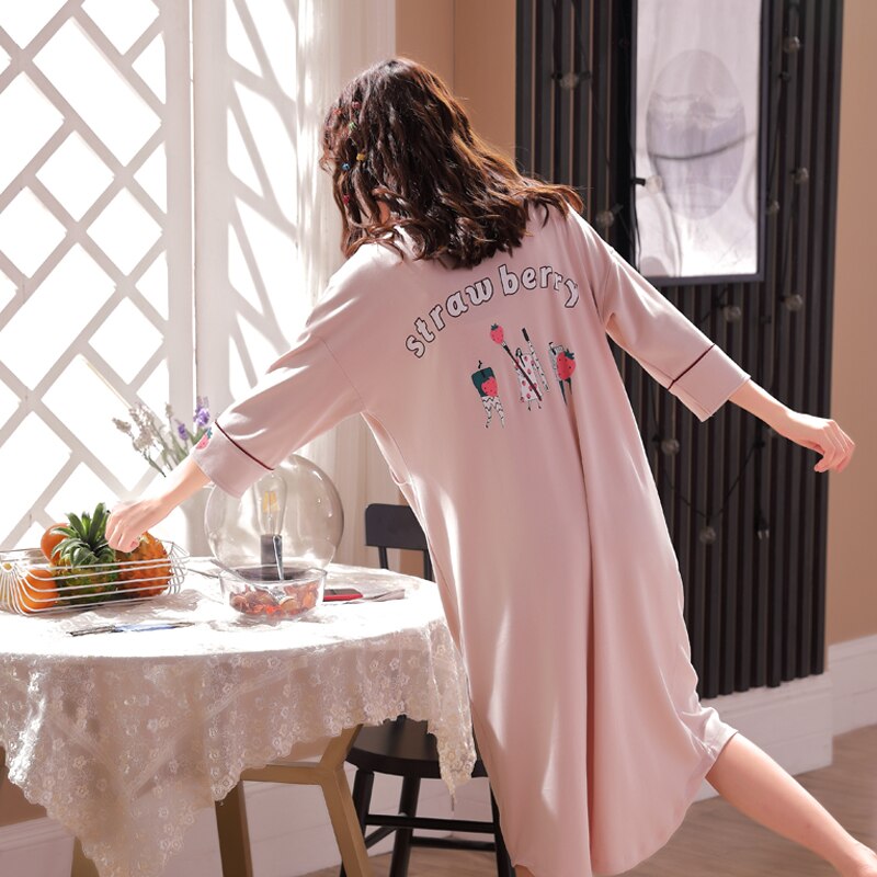 100% Cotton Thin Maternity Nursing Night Dress Sweet Feeding Nightwear for Pregnant Women Spring Summer Pregnancy Home Wear