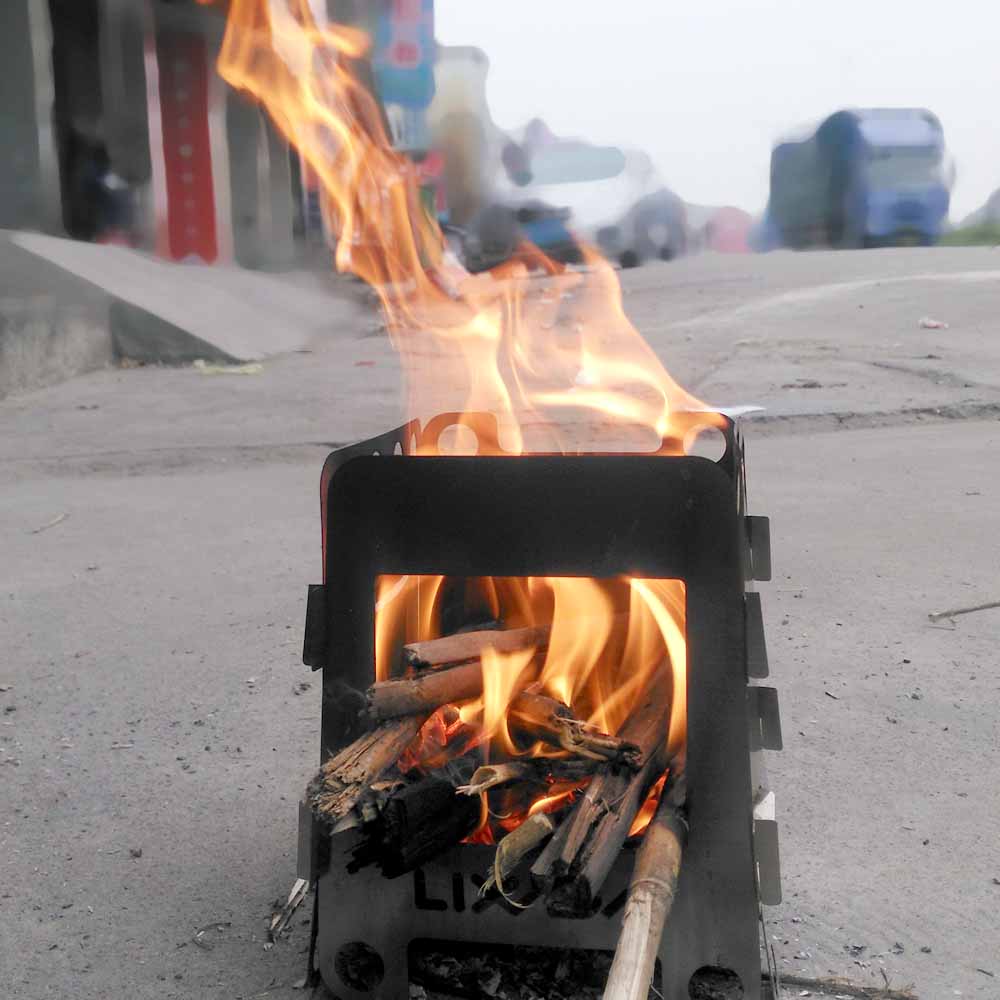 Lixada poêle à bois pliant poêle à alcool Portable pique-nique en plein air cuisinière barbecue brûleurs titane Camping poêle en acier inoxydable avec sac