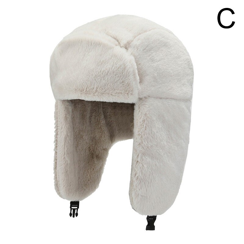 Winter Hat Women Men Faux Fur Solid Color LeiFeng Cap Russian Bomber Hat Ski Hat Warm Earmuffs Thicken Ear-flapped Hat: C