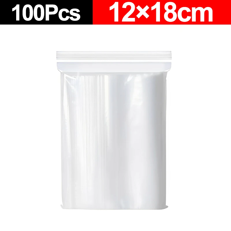100Pcs Transparent Plastic Sealing Bag Reusable Sealed Bags Food Storage Vacuum Fresh Packing Pouch Jewelry Organizer Zip Bag: Brown