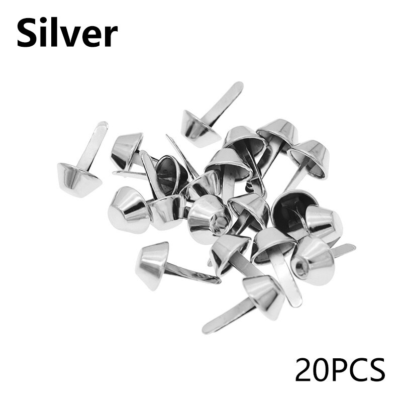 20 Stuks Metalen Klinknagel Zakken Bodem Nagel Voet Nail Diy Onderdelen Legering Twee-Legged Emmer Nail Bagage Onderdelen Tassen accessoires: Sliver