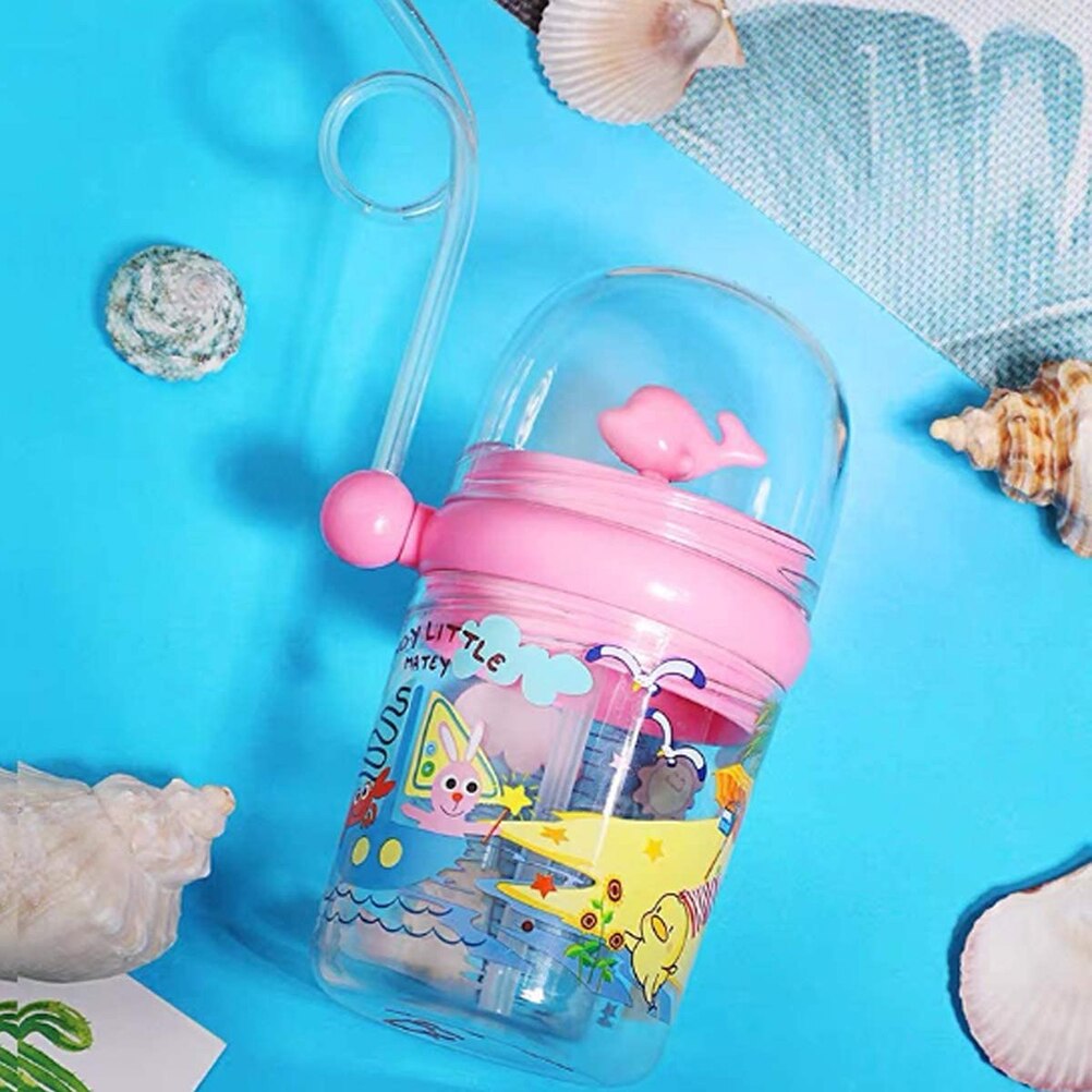 Copos de alimentação do bebê do copo de água do pulverizador da água da baleia dos desenhos animados das crianças 250ml com canudos garrafas de água ao ar livre das crianças