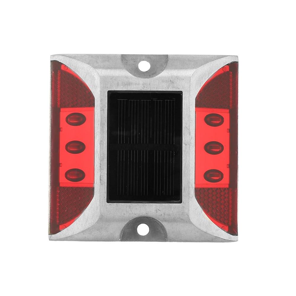 Aluminum Waterproof LED Solar Powered Road Stud Light Reflective Ground Light Path Deck Dock Warning Light: red