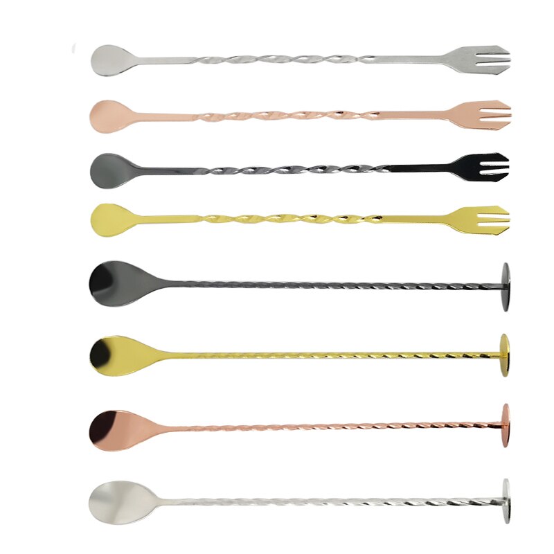 Cocktail Shaker Stainless steel Rose Gold Black Sliver Bar Spoons Cocktail Drink Mixer Muddler Ice Strainer