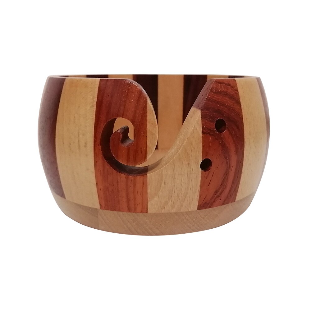 Knitting Crocheted Wool Holder Storage Bowl Wooden Round Knitting Project Needlework Craft Salad Noodle Rice Fruit Bowl