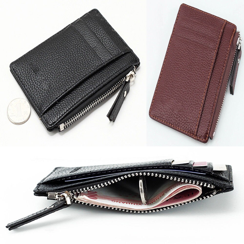 Slim Mini Wallet Zipper Card Holder Coin Purse /Women Leather Clutch Bag Handbag