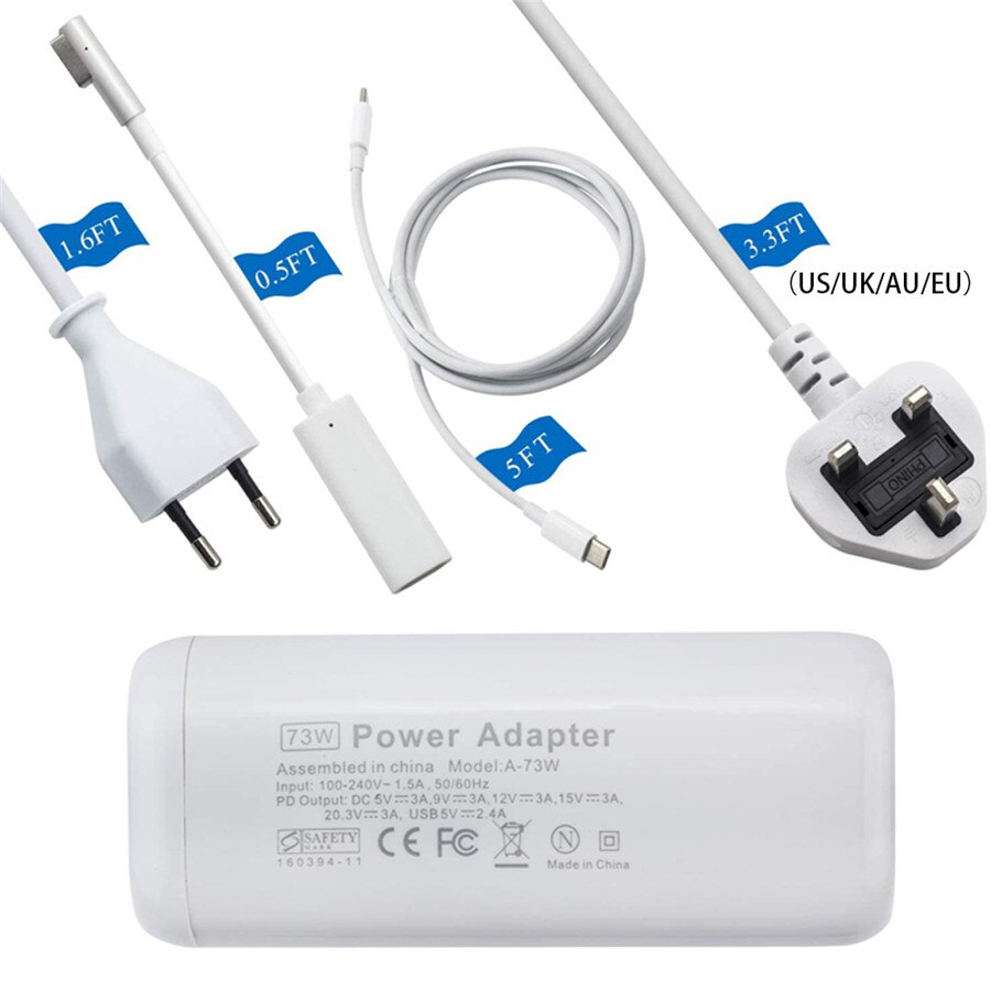 73W USB C Charger Compatible with Macbook 13in/ Macbook Pro 13in/ Macbook Air 11in&13in, Type-C Power Adapter