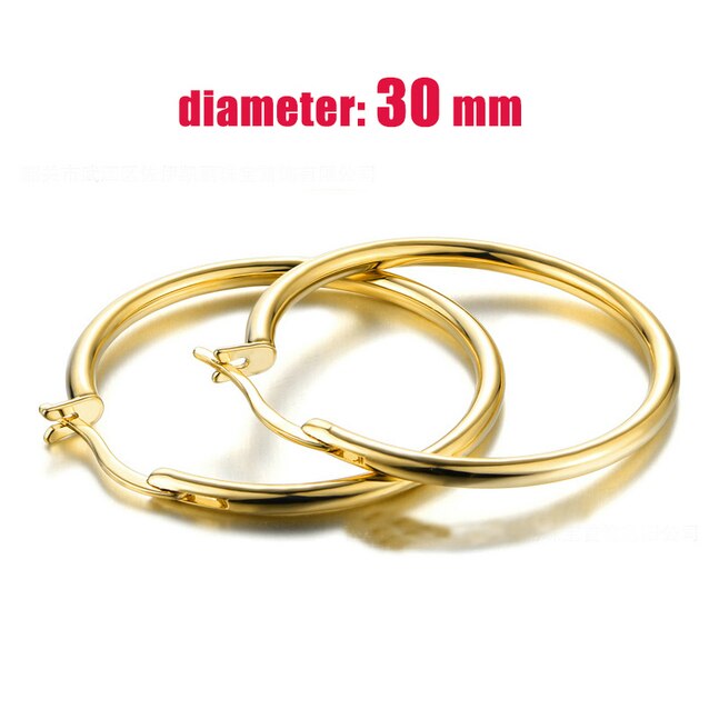 3,0 CM Mittel Kreis Klassische Band Ohrringe Rose Gold Farbe Keine Stein Für Frauen Party Arbeit oben ZYE780: Gold Farbe 30mm