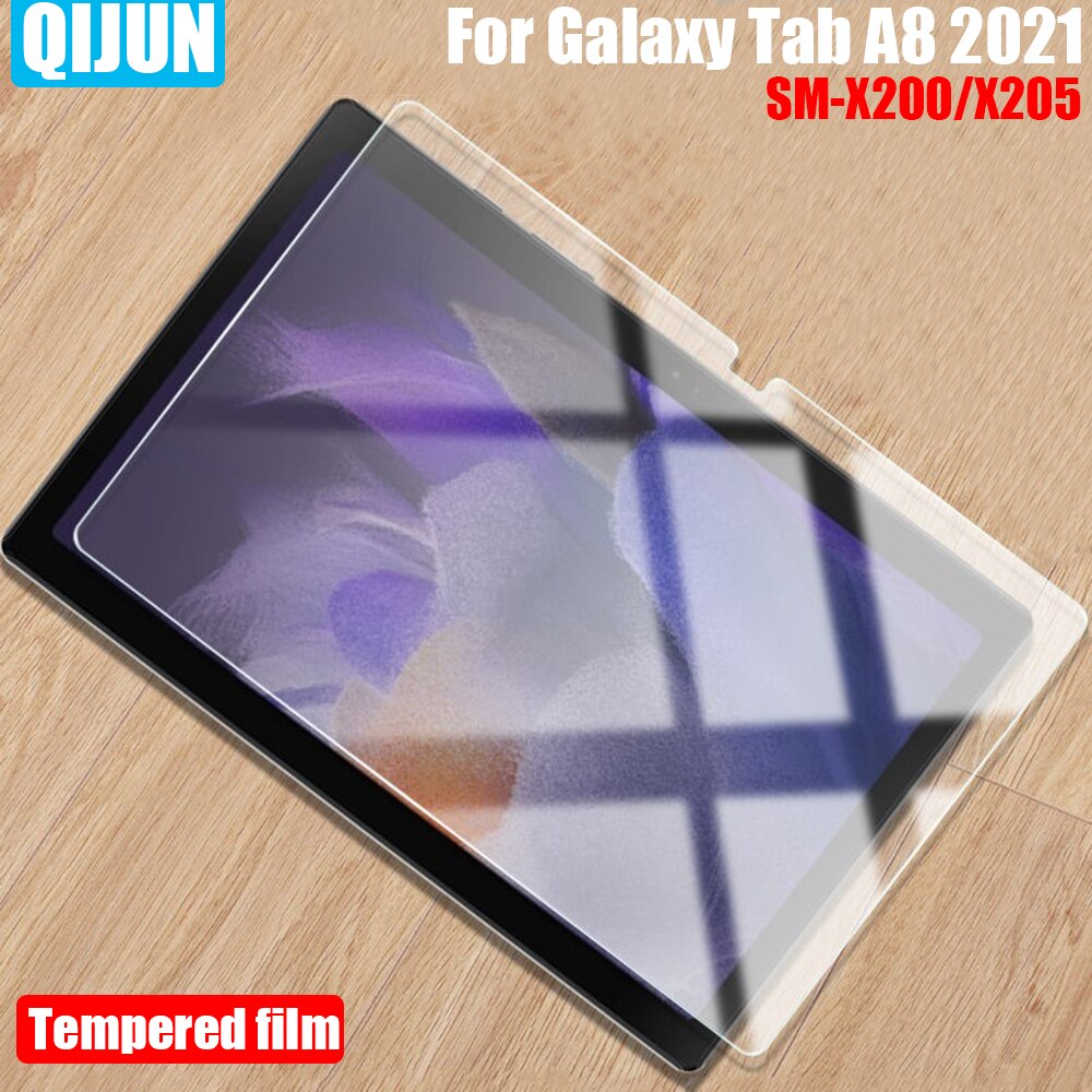 For Samsung Galaxy Tab A8 10.5 Tablet case Leather Trifold Sleeve Stand cover funda Smart sleep wake up for SM-X200 X205: Tempered film