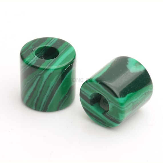 10 pz/lotto Commercio All'ingrosso di Pietra Naturale del Grande Foro Cilindro Perle di Forma per la Produzione di Gioielli Pendente Della Collana Del Braccialetto Accessori: SYNTHETIC MALACHITE