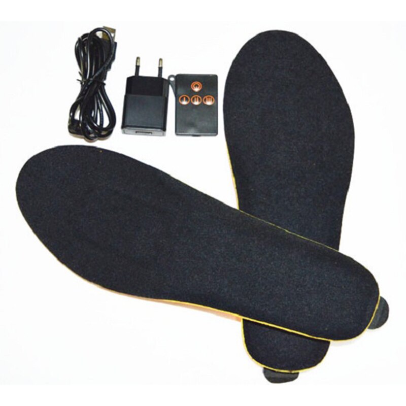 Intelligent Wireless Remote Heated Insoles Foot Warming Pad Feet Warmer Sock Pad Mat Winter Outdoor Heating Shoe Insoles: 08 USA Black L
