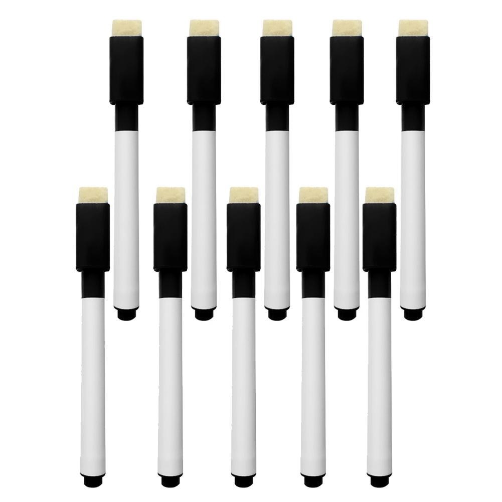 10Pcs Zwarte School Klaslokaal Whiteboard Pen Droog White Board Markers Ingebouwde Gum Student Kinderen Tekening Pen: Default Title