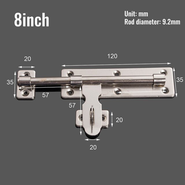 Tool Slide Bolt Gate Latch 1* Silver Slide Bolt Lock Gate Latch Stainless Steel 1pcs 1x: 8inch