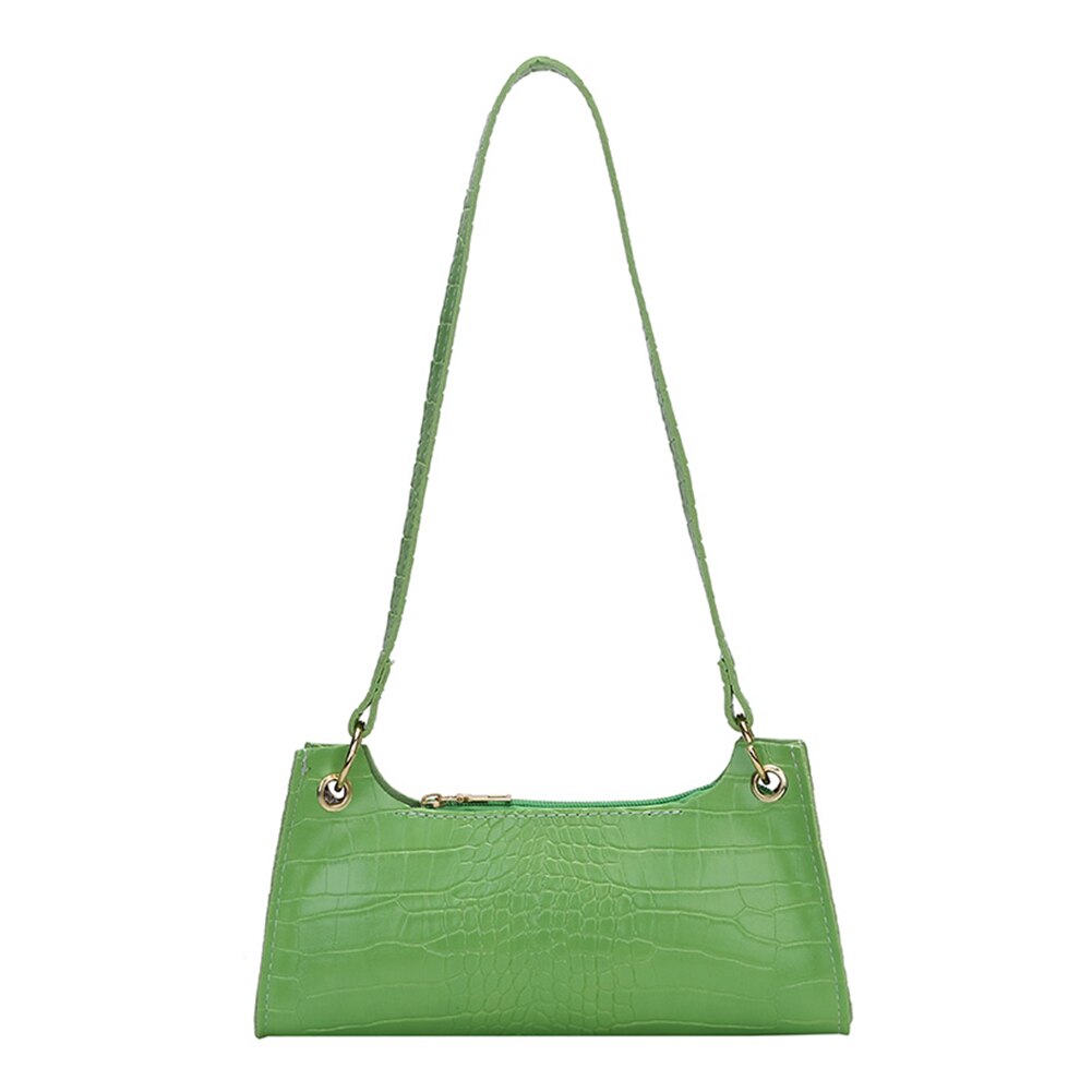 Casual Solid Alligator Pattten Pu Leather Handtas Totes Vrouwelijke Kleine Rits Schoudertassen Populaire Eenvoudige Vrouwelijke Dagelijkse Tas: green