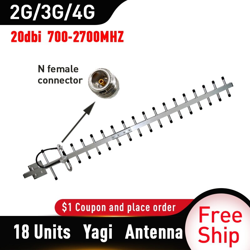 TFXSIGBOS 20dBi guadagno Yagi Antenna 700-2700mhz Antenna esterna 2G 3G 4g Lte Antenna Yagi esterna con N femmina Antenna esterna