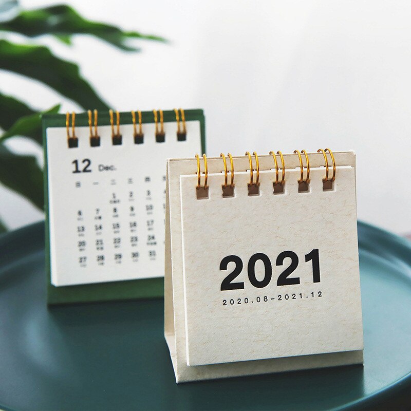 Mini Kalender -2021Creative Desktop Ornamenten Draagbare Werk Note Kalender Dagelijks Scheduler Maandelijkse Pagina 'S Schildersezel Kalender