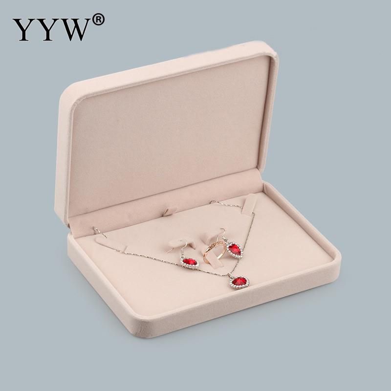 Caja de joyería de terciopelo rosa de lujo, pulseras, collares, anillos, pendientes, caja de embalaje para joyería, , caja de boda para mujer