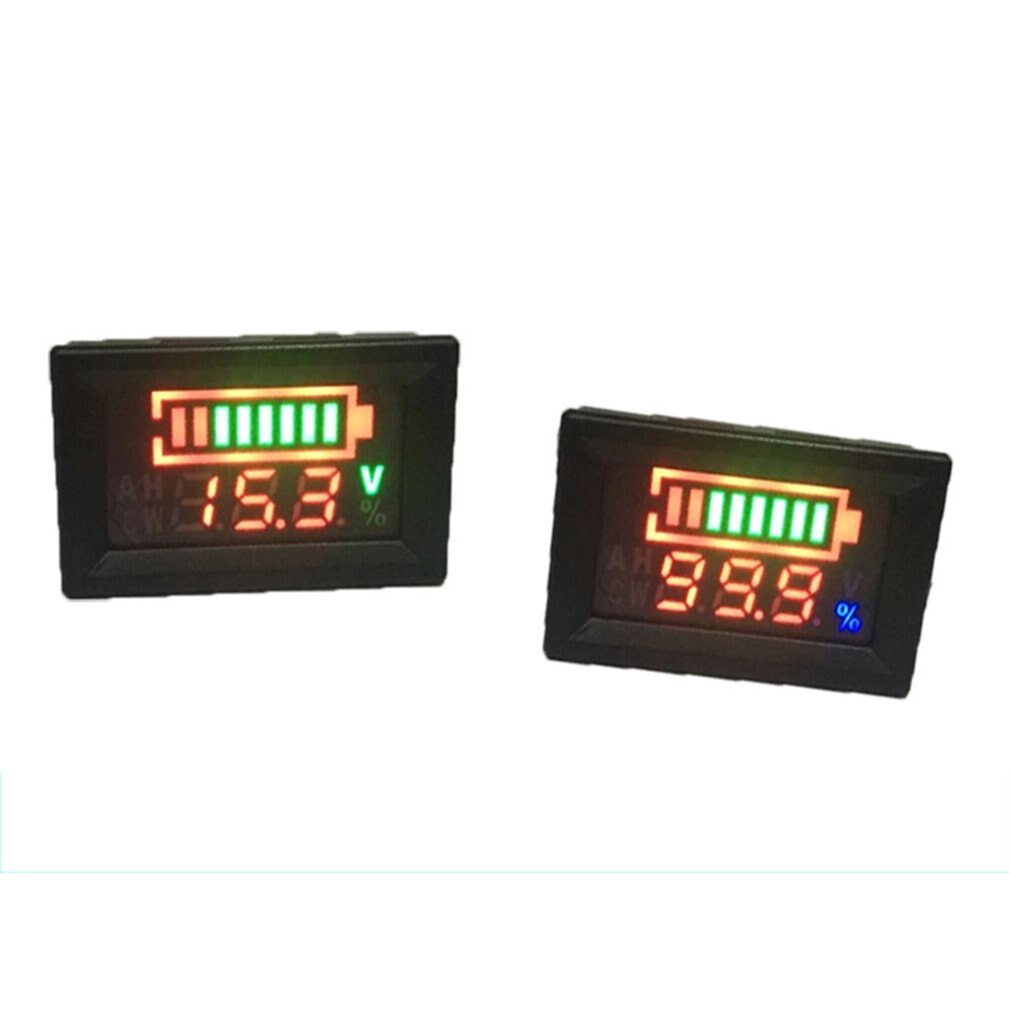 6-100V Dual Display Voltmeter Lead Acid Battery Percentage Digital Voltage Power Meter Anti-reverse Connection