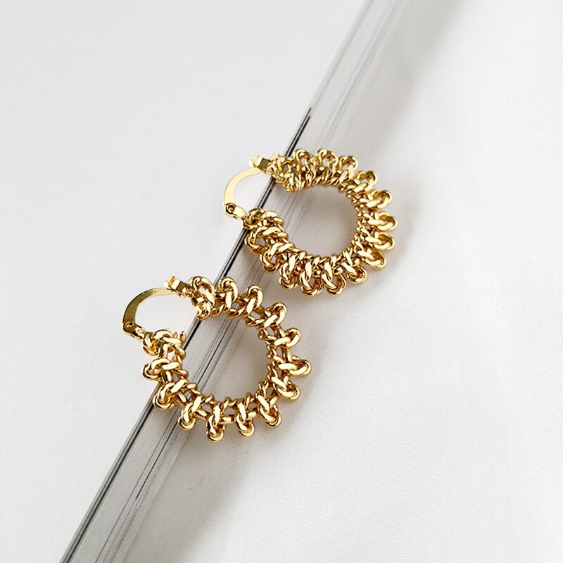 Peri'sBox Symmetrical Round Multi Knots Geometric Earrings Brass Gold Hoop Earrings for Women Stylish Dainty Earrings Hoops: Gold