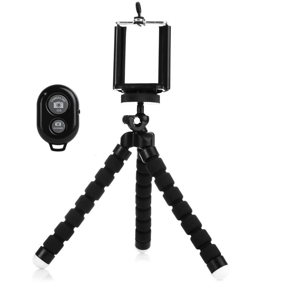 Bluetooth fjernbetjening stativ stativ til telefon mobil kamera holder klip smartphone monopod tripod stand blæksprutte mini stativ stativ: Sku-sort-hm-ab-wdc