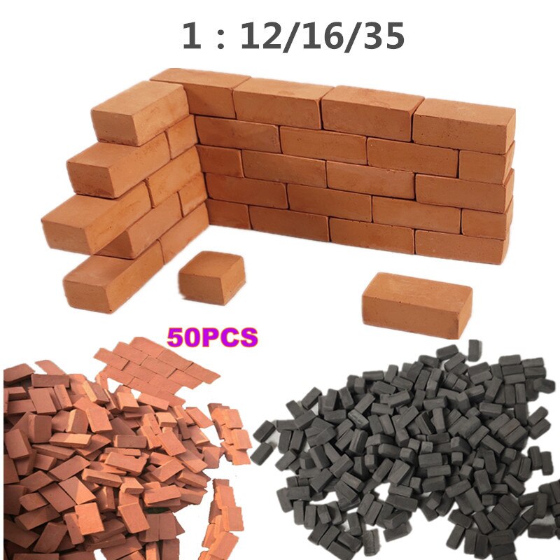 50Pcs/Set 1:16/12/35 Scale Mini Bricks Model Antique Micro Landscape Decorative Bricks DIY Building Decor