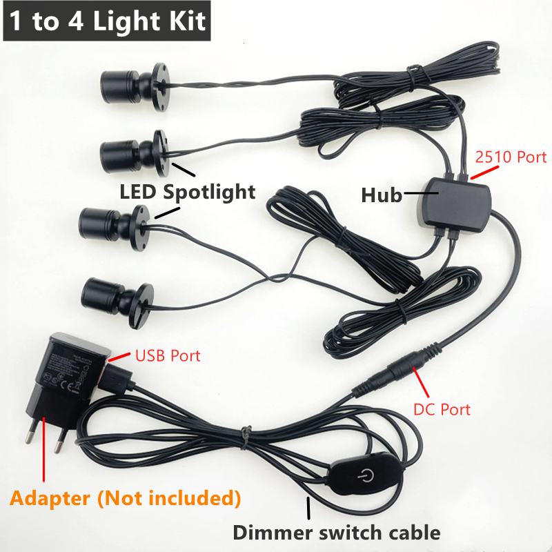 DC5V Mini LED Strahler Schmuck Vitrine Schrank Lampe 1W Dimmen Beleuchtung Bausatz Einstellbare Winkel Aluminium Stelle Licht USB Stecker