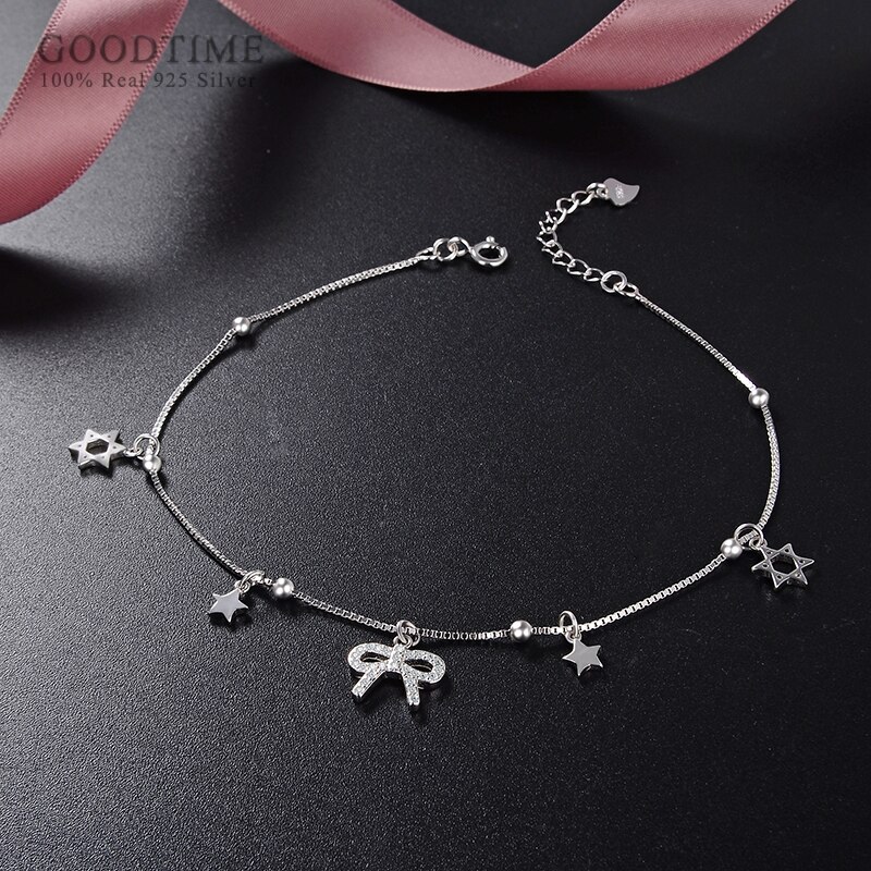 Vrouwen Enkelband Echt 925 Sterling Zilveren Zirkoon Kralen Ster Vlinder Enkelbandje Decoratie Sieraden Voet Accessoires Dress Up Voor Meisje