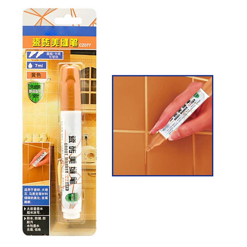 Waterproof Tile Gap Repair Pen Mouldproof Anti-fouling Ground Tile Grout Gap Refill Agent Home Decoration Floor Tile Gap Agent: Yellow