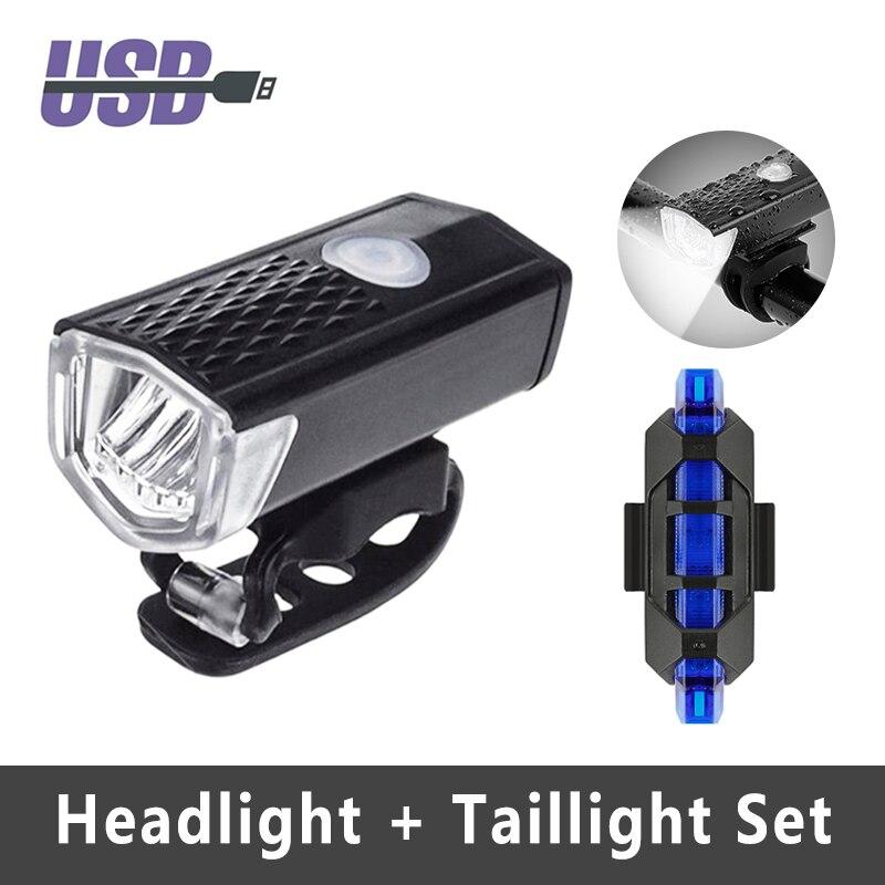 MTB Bike Bicycle Light USB Charging LED Warning Light Taillight Bike Front Rear Light Cycling Bicycle Accessories Bike Headlight: SET 2