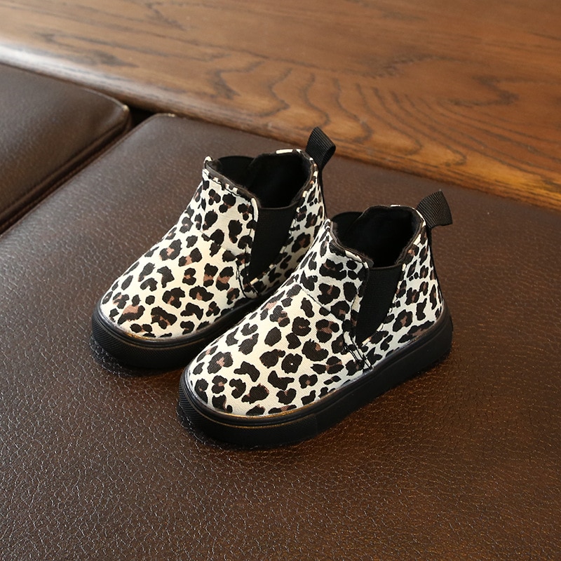 Rubberen laarzen voor meisjes, kinderen, babyschoenen, enkelwarme luipaardprint enkellaarsjes voor meisjes, babyjongens, kinderschoenen