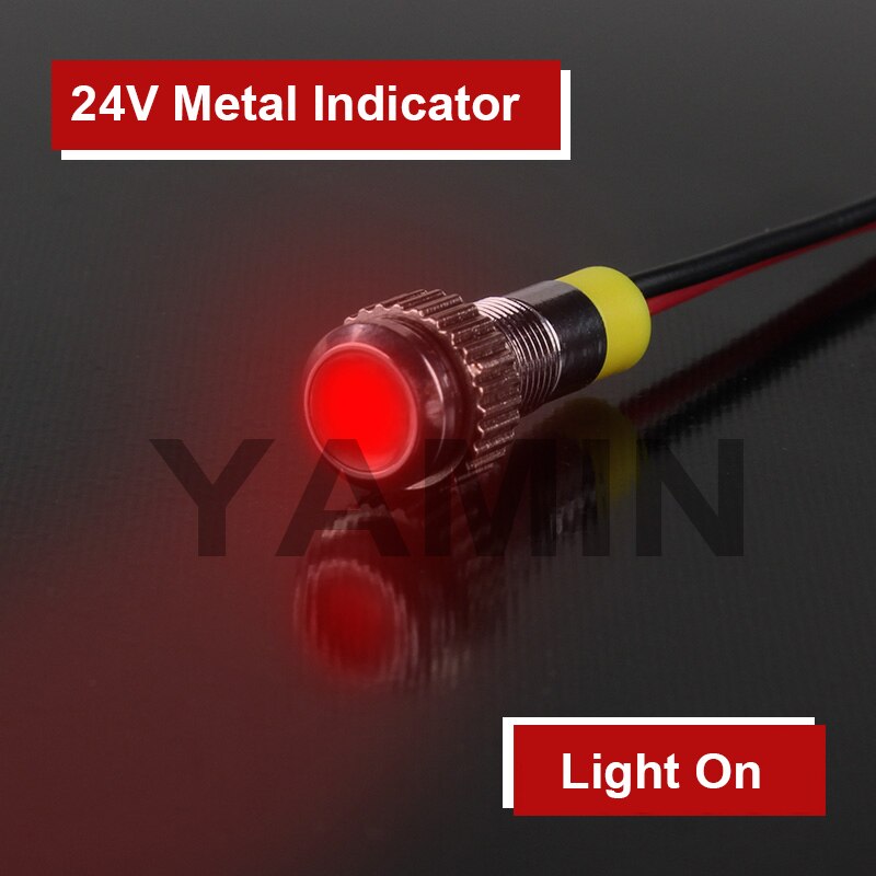 6 Mm Metalen Lampje 220V Led Signaal Lamp 6V 12V 24V Voeding Met 150mm Draad Connector Bespaar Elektriciteit: 24V Red