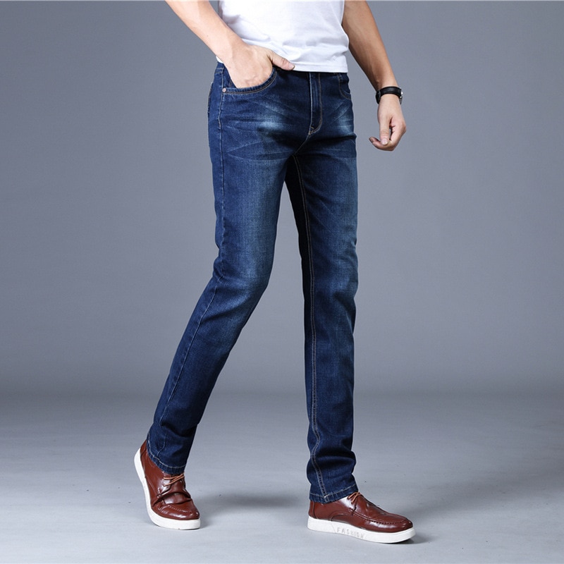 Jeans voor heren dunne zomer casual broek lange slanke elastische lente joggingbroek denim mannelijke streetwear moownuc