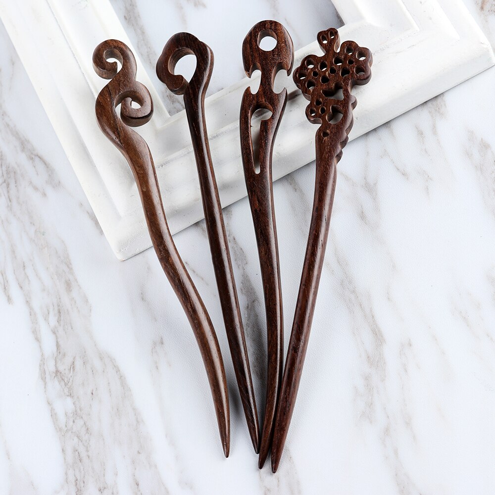 Vintage Top Hair Stick Pick Natural Wooden Sandalwood Handmade Ethnic Hairpin Chinese Style Hairpins