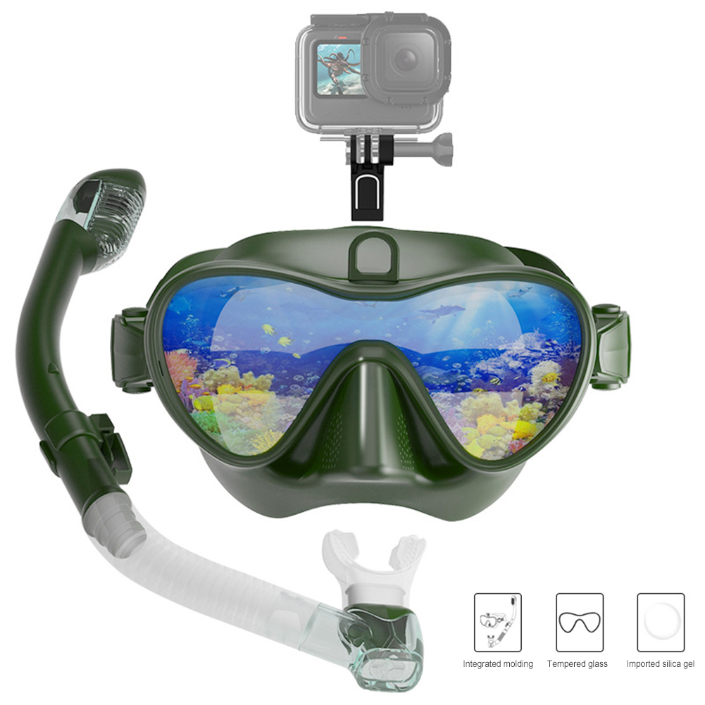Scuba Masker Snorkel Buis Set Duiken Masker Anti-Fog Zwemmen Snorkelen Bril Met Mount Voor Gopro Onderwater Sport Camera: D