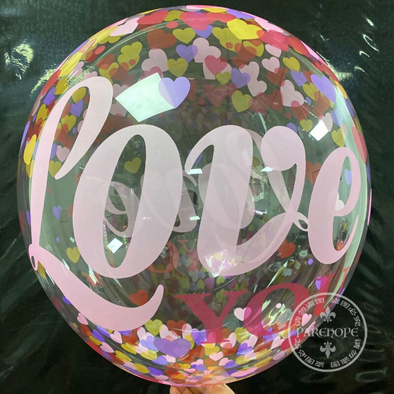 20 '' gennemsigtig pvc trykt heliumboble ballon oppustelige bobo balloner til bryllupsfødselsdagsfest baby shower dekoration: Trykt kærlighed