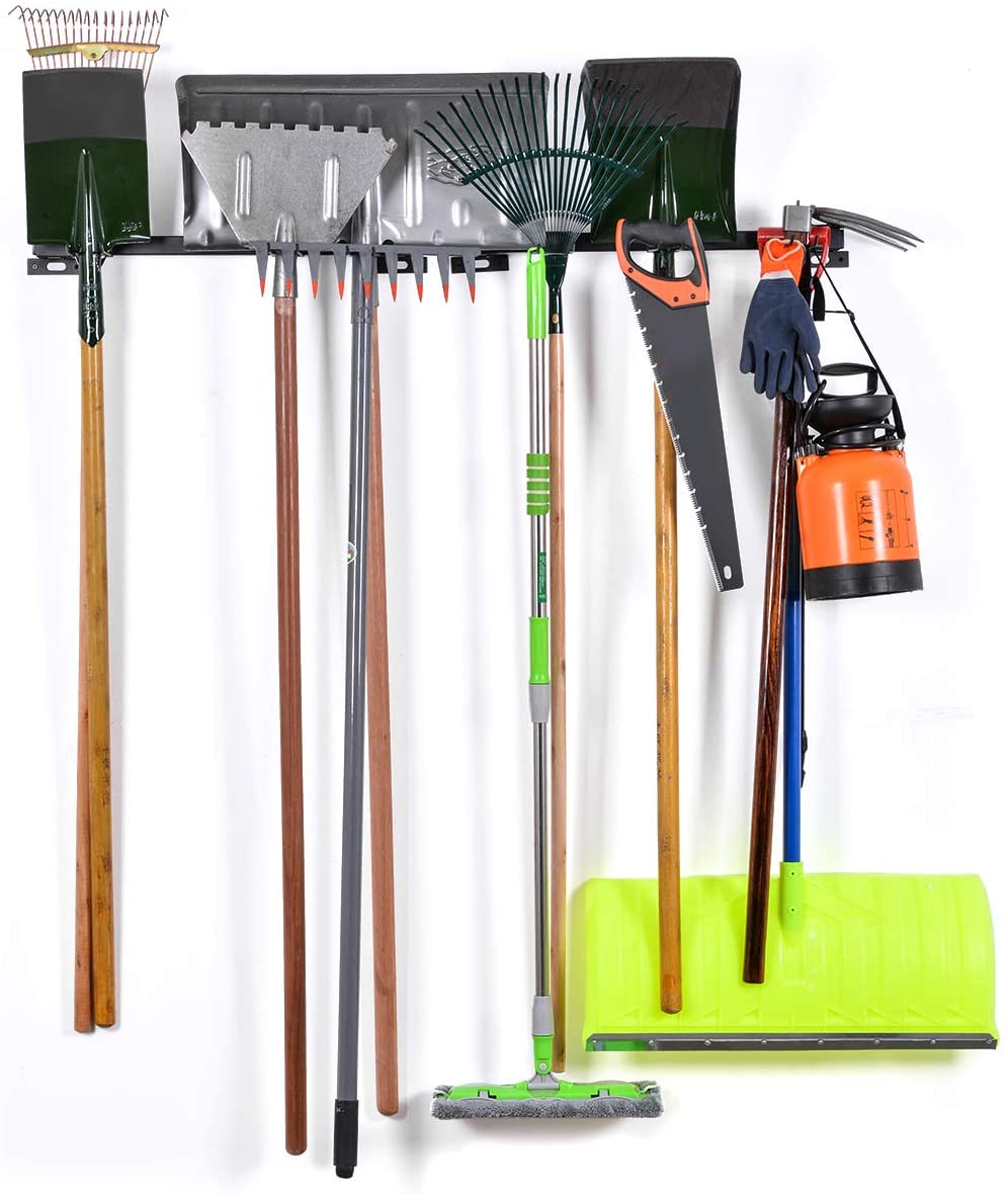 Tool Storage Rack, Storage Racks Organizer Tool Organizer For Home & Garage Wall Mount With 6 Removable Hooks, 2 Pack