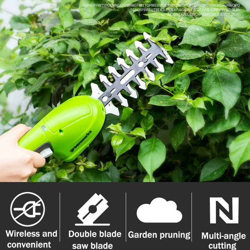 Greenworks 2 in 1 Elektrische Trimmer 7,2 V Lithium-ionen Cordless Hedge Trimmer Wiederaufladbare Trimmer für Hedge Gras Scher