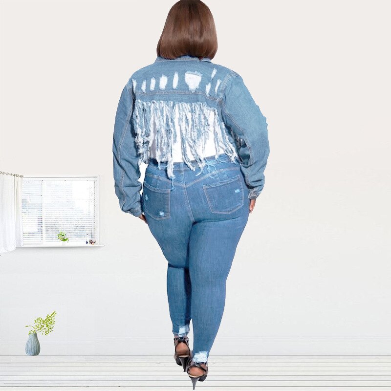 Denim Jacket Women Over Sized Plus Size 4XL 5XL Veste Jean Femme Veste En Jean Courte Chaqueta Mujer Chaquetas Vaqueras De Mujer