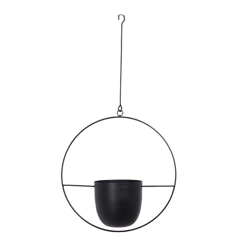 Pot de fleurs décoratif suspendu en fer | Panier à fleurs à balançoire, décoration murale, pour porte, balcon, cour, jardin: Black