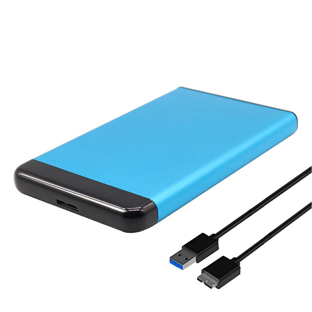 6Gbps USB 3.0 2.5inch SATA Hard Disk Drive Case External SSD HDD Enclosure Box HDD External Hard Disk Box: Blue