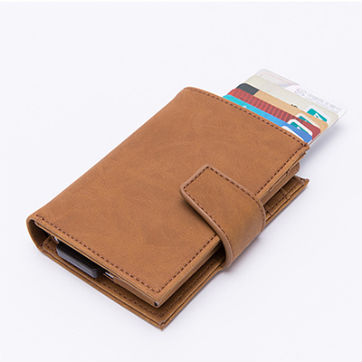 BISI GORO anti rfid Automatic credit card case Multi-function protection porta tarjetas Name Card aluminium men wallet: Khaki x-45