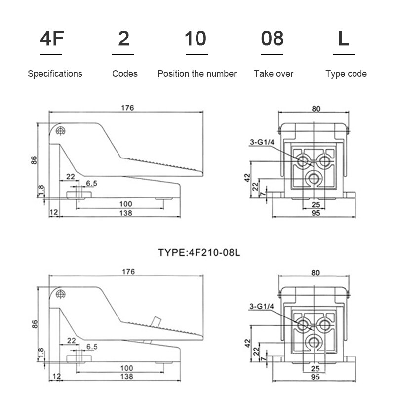 Pneumatic switch foot valve 4F210-08 foot type foot pedal 320 cylinder valve control valve air valve FV420