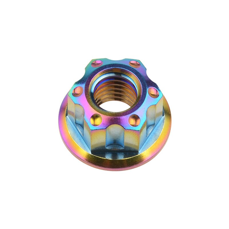 Wanyifa-tuercas de titanio Ti M6 M8 M10, tornillos de tuerca con reborde para accesorios de bicicleta: M6 1.0mm Rainbow