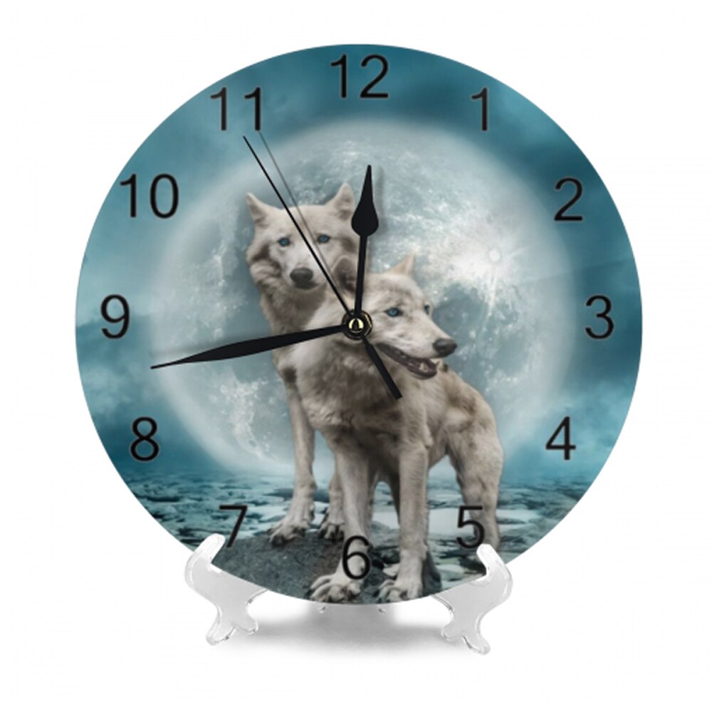 Wolf Wall Clocks Numeral Digital Dial Mute No Ticking Slient Battery Operated Kitchen Clocks Kitchen Wall Decor for Livingroom: SZA1425