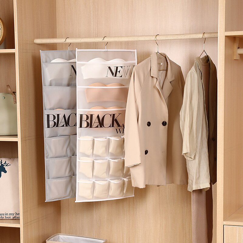 Organizador colgante para ropa interior, bolsa de almacenamiento plegable para armario, calcetines, sujetador, percha para el hogar