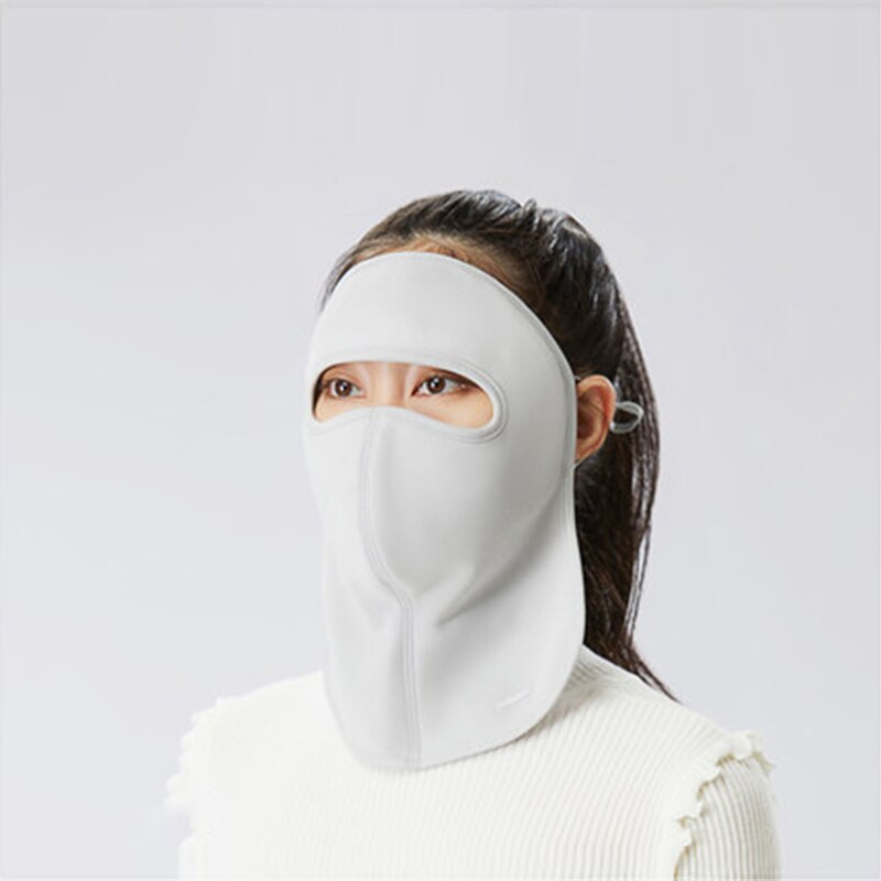 Ohsunny Winter Windproof Full Face Mask With Neck Protection Solid Color Tenel Soft Keep Warm Sunscreen Facemask For Cycling: Solid Grey
