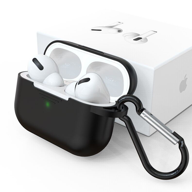 Silica Gel Case For Airports Pro Candy Color Bluetooth Wireless Earphone Cover For Airports Pro Cover Headphone Charging Coque: Black