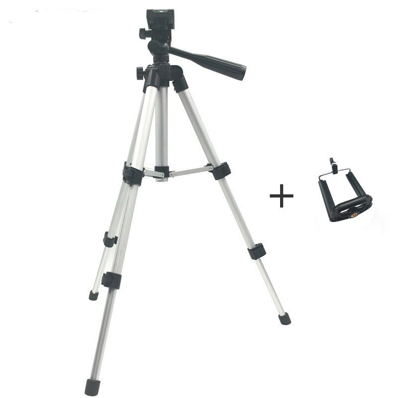 Foldable Camera Tripod Holder Stand 1/4" Screw 360 Degree Fluid Head Tripod Stabilizer Aluminum with Phone Holder