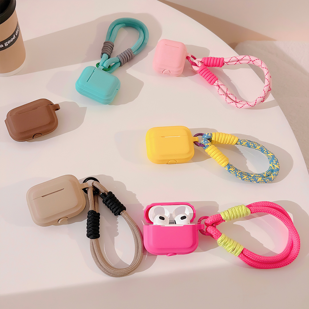 Coque en silicone souple pour Airpods Pro 2 3 1, housse de protection de luxe pour écouteurs sans fil avec lanière Anti-perte, accessoires pour écouteurs