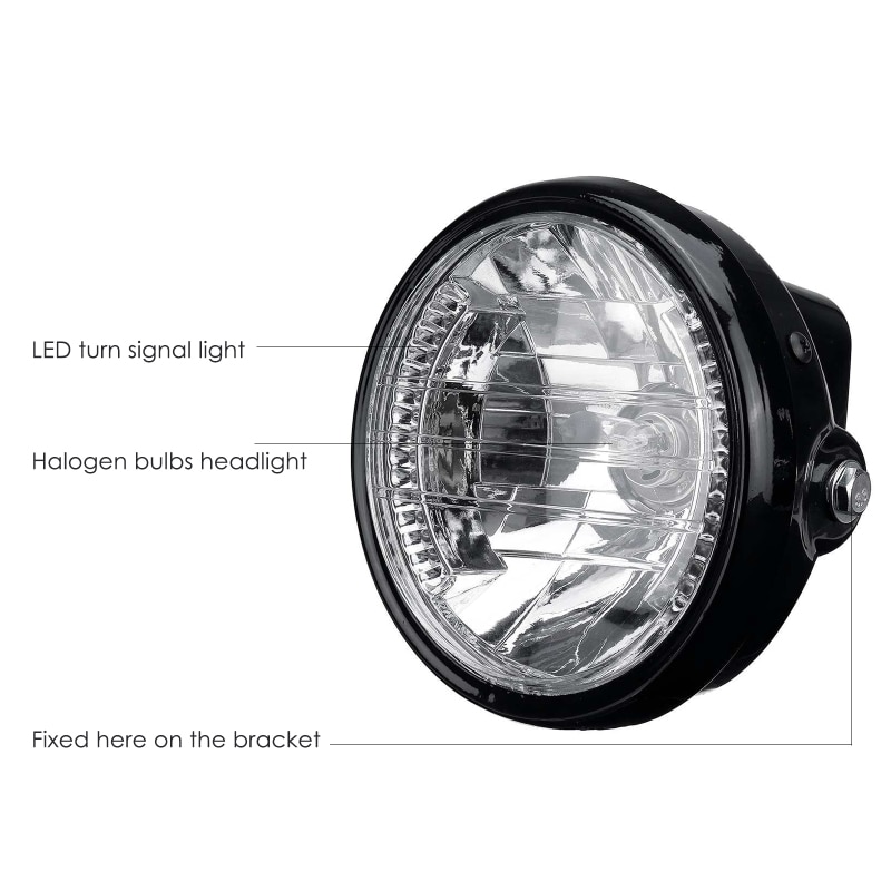 7 "Inch Amber Motorfiets Koplamp Retro Ring Lamp Richtingaanwijzer Voor Harley Chopper Cafe Racer Bobber Motor Koplamp